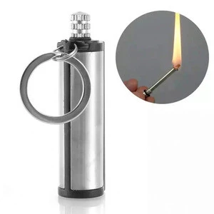 Portable Mini Kerosene Matchstick Non Ending Flint Keychain Stainless Steel HNCB-V09